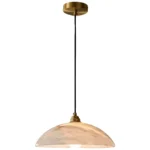 Spanish Alabaster Pendant Light with Brass Finish