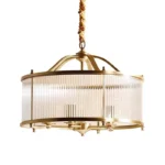 Vintage Brass Drum Chandelier White Background