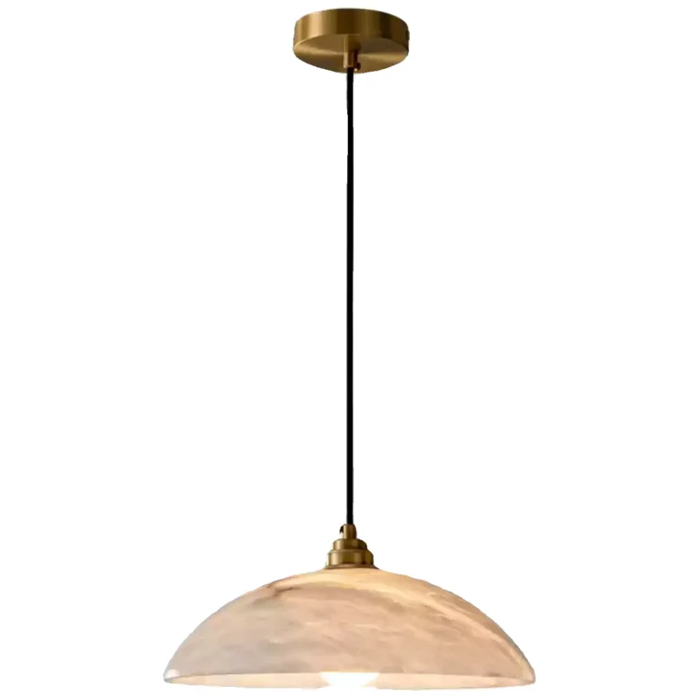 Spanish Alabaster Pendant Light with Brass Finish