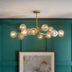 15-Head Brass Chandelier in Living Room Setting