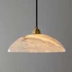 Spanish Alabaster Pendant Light with Brass Finish