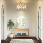 White ceramic flower fan-d'lier in a luxury entryway foyer