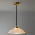 Spanish Alabaster Pendant Light with Brass Finish