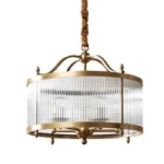Vintage Brass Drum Chandelier White Background