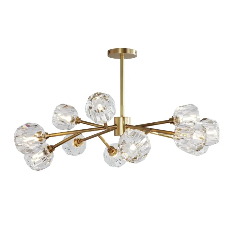 Modern Brass Crystal Chandelier