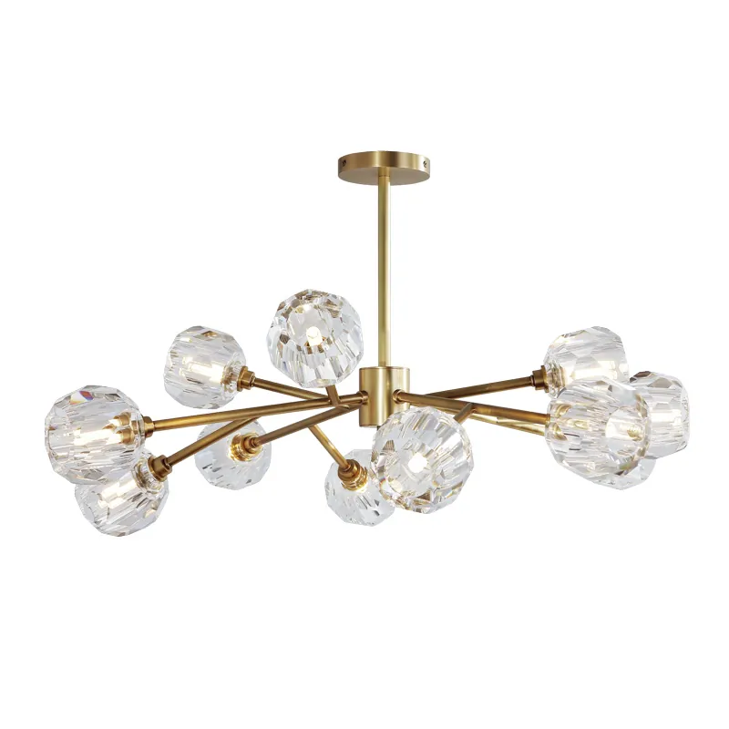Modern Brass Crystal Chandelier