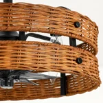 Close-up Texture of Hand-Woven Rattan and Black Frame