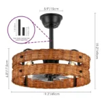 Dimensions for Black Rattan Fandelier Adjustable Height