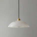 Spanish Alabaster Pendant Light with Brass Finish