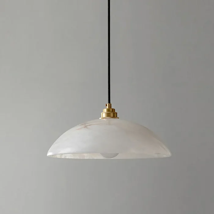 Spanish Alabaster Pendant Light with Brass Finish