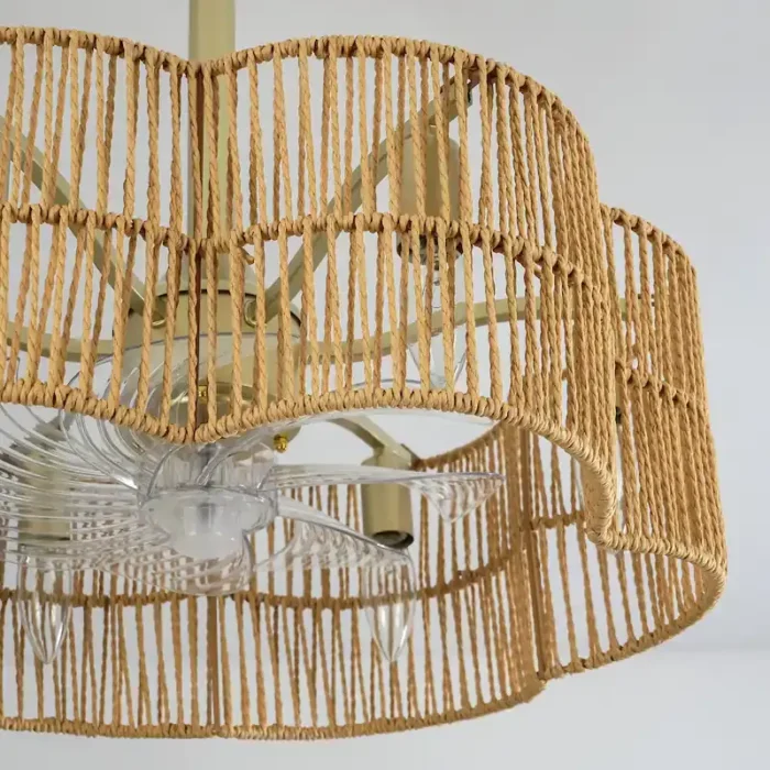 Close-up of Hand-Woven Rattan and Gold Finish