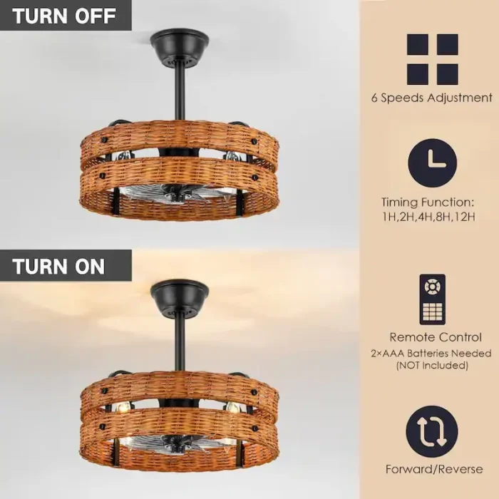 Black Rattan Fandelier Remote Control Features