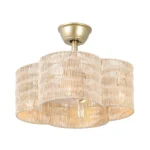 Gold Rattan Fandelier with Light
