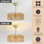 Gold Rattan Fandelier 6 Speed Remote Functions