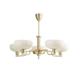 Mid-Century Modern 5-Light Brass Chandelier