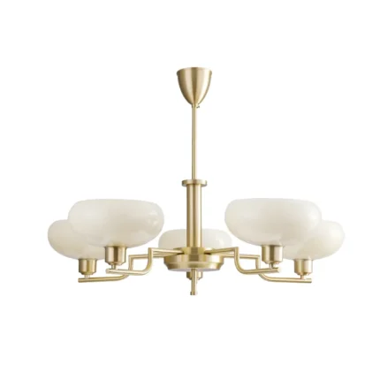 Mid-Century Modern 5-Light Brass Chandelier