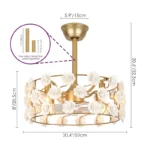Size and dimension chart for 20 inch flower ceiling fan with light