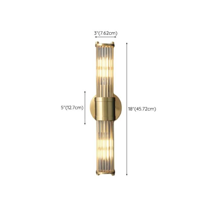 Dimensions for 1 Double Cylindrical Glass Copper Sconce