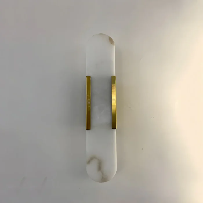 Natural Veining Detail of Alabaster Linear Wall Sconce