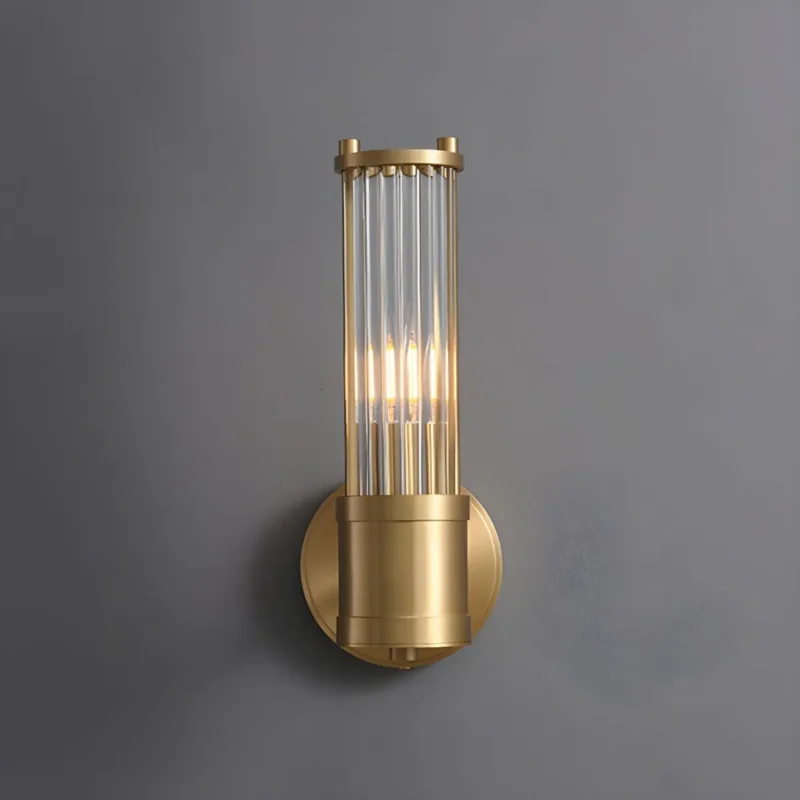 Modern Cylindrical Glass Copper Sconce Lighting