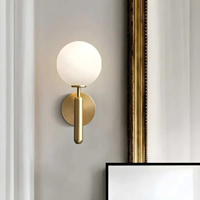 Modern Living Room Lighting with Glass Copper Sconces