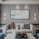 Modern Living Room Decor with Alabaster Linear Sconce