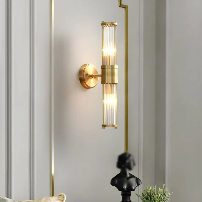 Double Cylindrical Glass Sconce in Living Room Decor