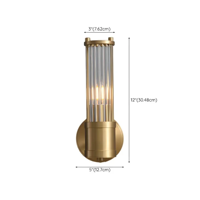 Dimensions for 1 Cylindrical Glass Copper Sconce