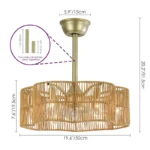 Dimensions for Gold Rattan Fandelier Adjustable Height