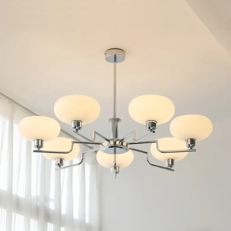 Chrome Chandelier in Modern Kitchen