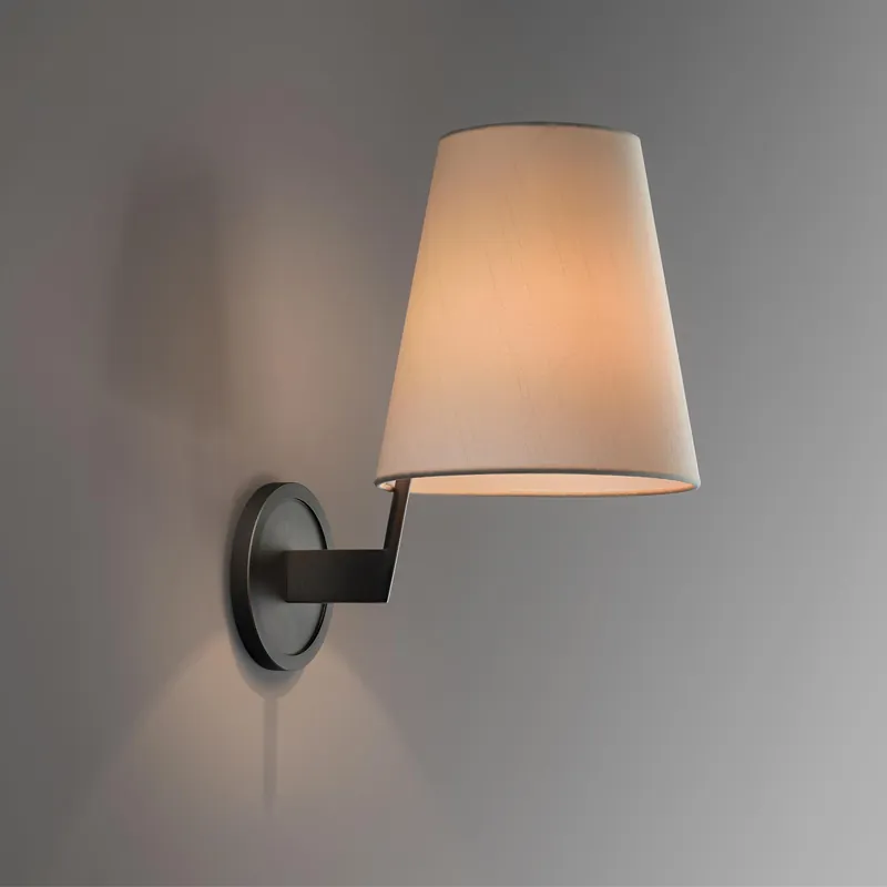Modern Linen Shade Copper Sconce Minimalist Design