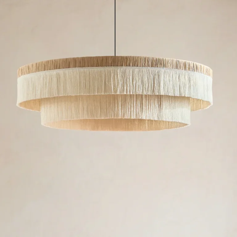 Large Raffia Fringe Chandelier Boho Lighting