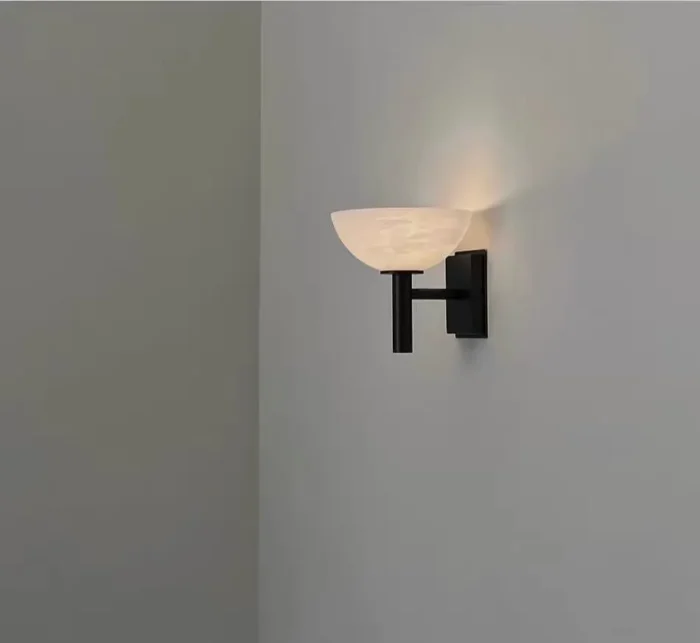 Minimalist Black Alabaster Sconce Bedroom Light