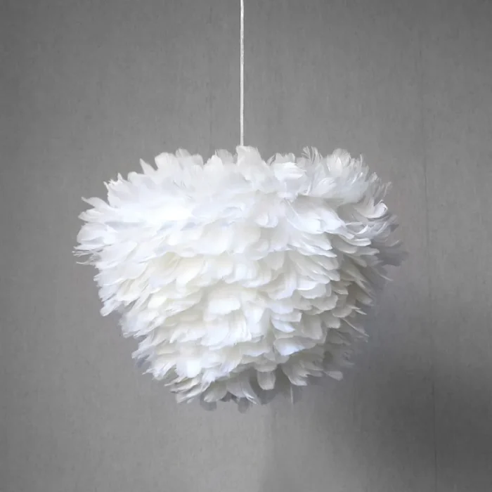 Modern White Feather Pendant Light with Soft Glow