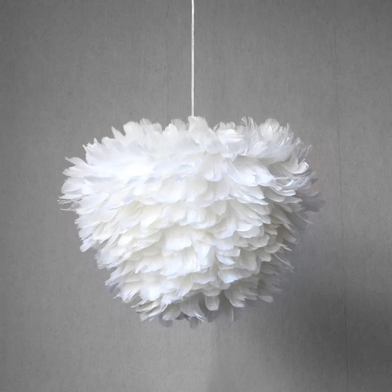 Modern White Feather Pendant Light with Soft Glow