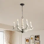 Wood Chandelier Over Large Dining Table