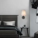 Modern Bedside Linen Shade Copper Sconce