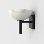 Modern Black Natural Alabaster Bowl Sconce