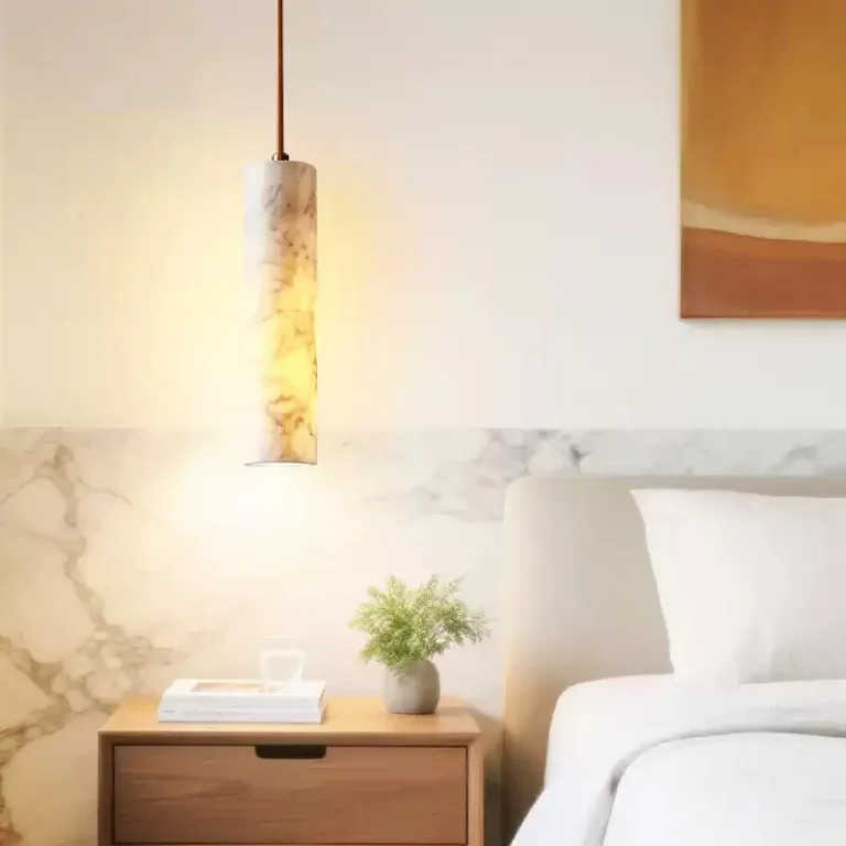 Bedside Alabaster Cylinder Pendant Light Decor