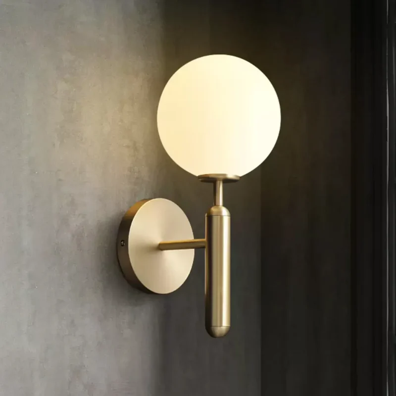 Modern Living Room Lighting with Glass Copper Sconces