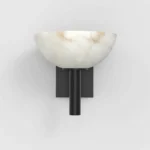 Modern Black Natural Alabaster Bowl Sconce