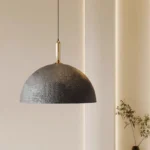 Black Textured Dome Pendant Light Industrial Style