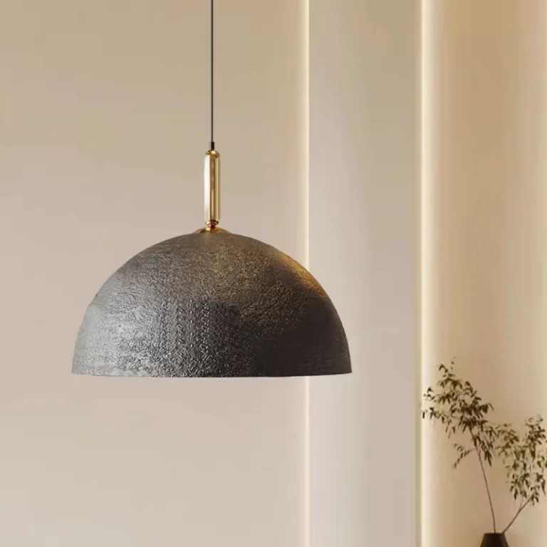 Black Textured Dome Pendant Light Industrial Style