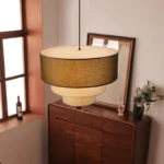 Triple Layer Linen Pendant over Dining Table