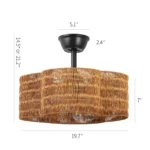 Dimensions for Black Rattan Fandelier with Dual Downrods