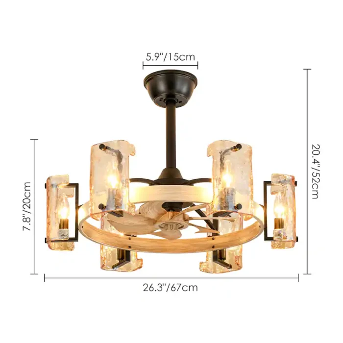 Dimensions for Hushwing Fandelier with Dual Downrods