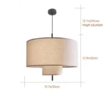 Dimensions of Double Layer Linen Pendant