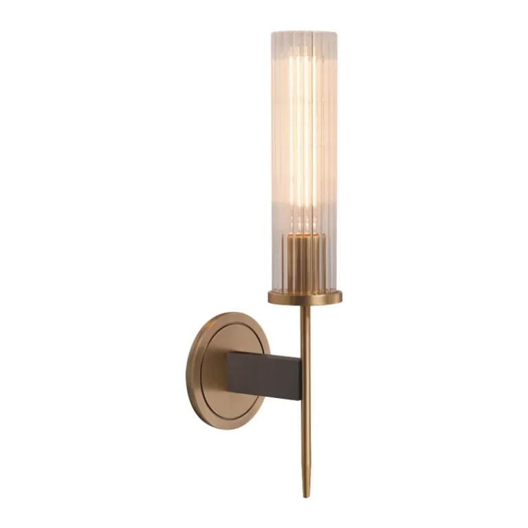 Ribbed Glass Copper Sconce Modern Lighting