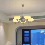 Chrome Chandelier in Modern Kitchen