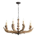 French Country Wood Chandelier